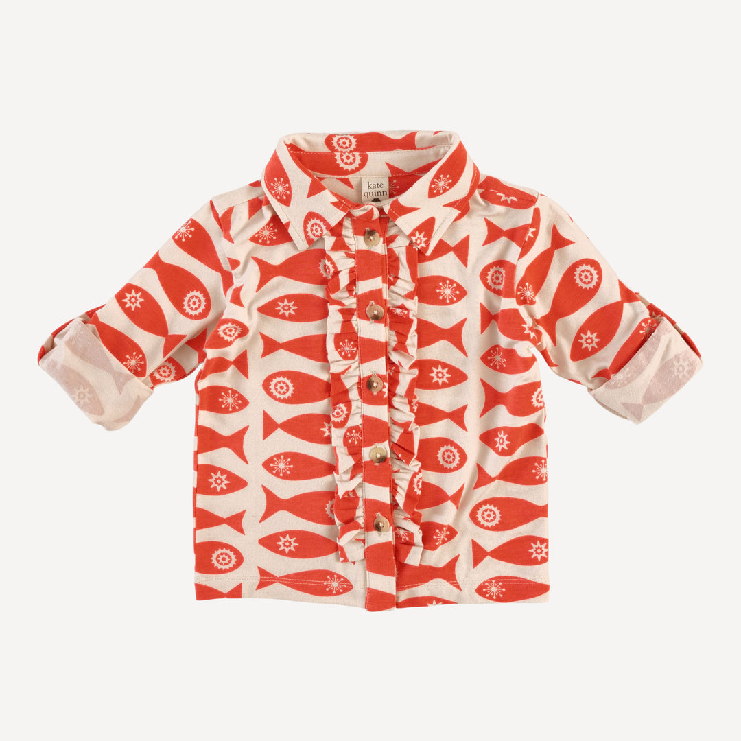 long sleeve rolled tuxedo shirt | market fish | bamboo