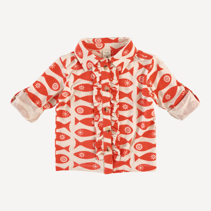 long sleeve rolled tuxedo shirt | market fish | bamboo