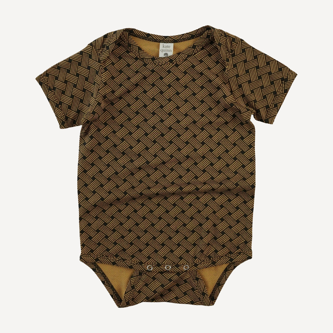 short sleeve lap neck bodysuit | golden basketweave | bamboo
