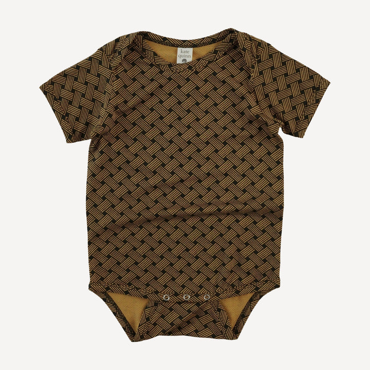 short sleeve lap neck bodysuit | golden basketweave | bamboo