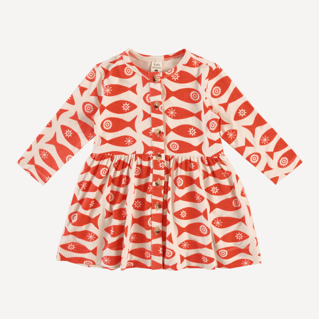 long sleeve button front dress | market fish | bamboo