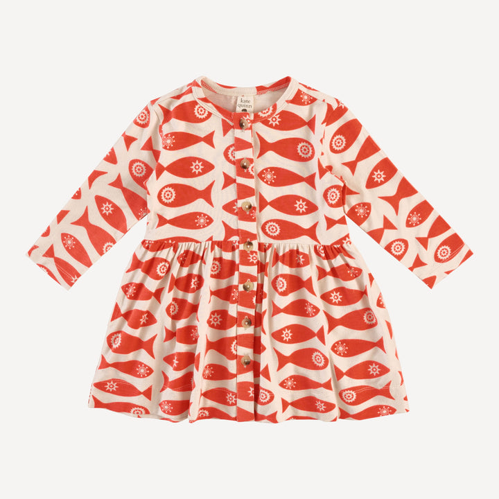long sleeve button front dress | market fish | bamboo
