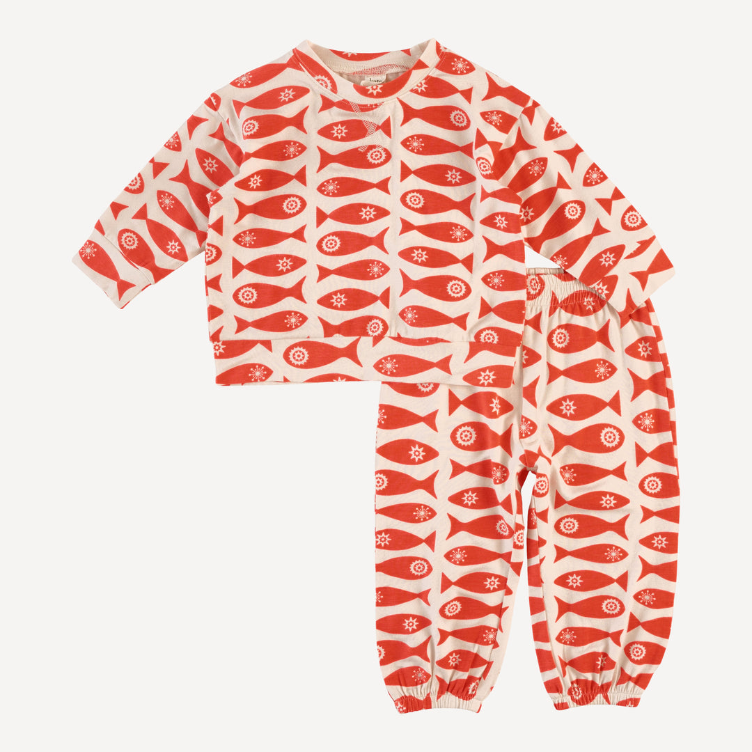 long sleeve relaxed jogger set | market fish | bamboo