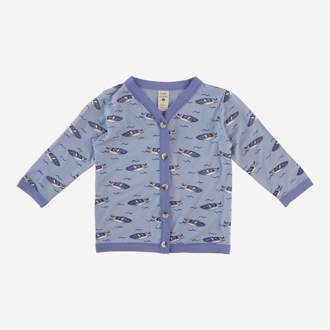 long sleeve classic v-neck cardigan | italian boat | bamboo