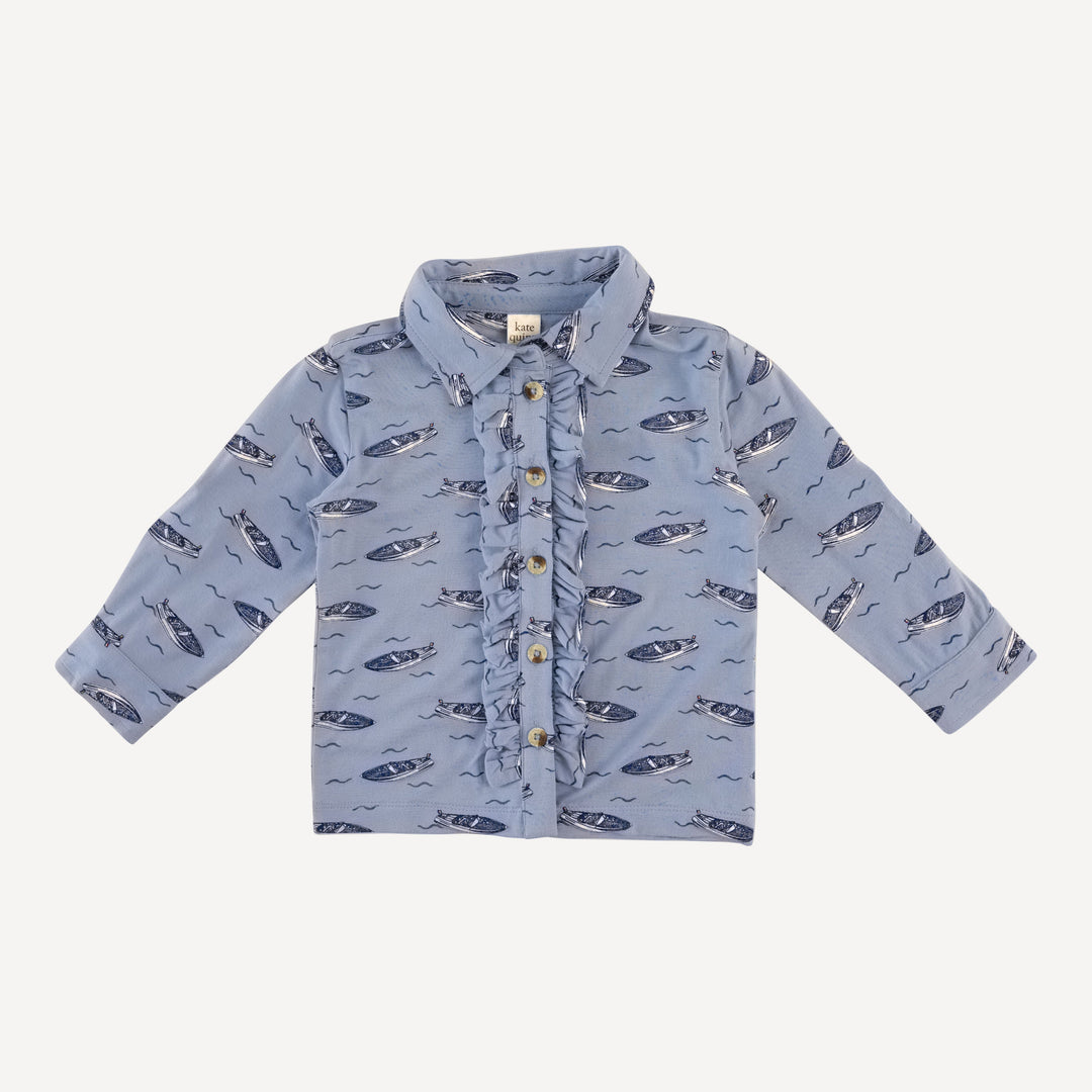 long sleeve rolled tuxedo shirt | italian boat | bamboo