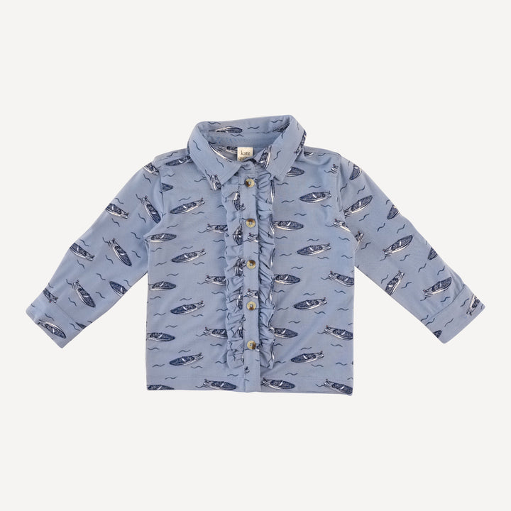 long sleeve rolled tuxedo shirt | italian boat | bamboo
