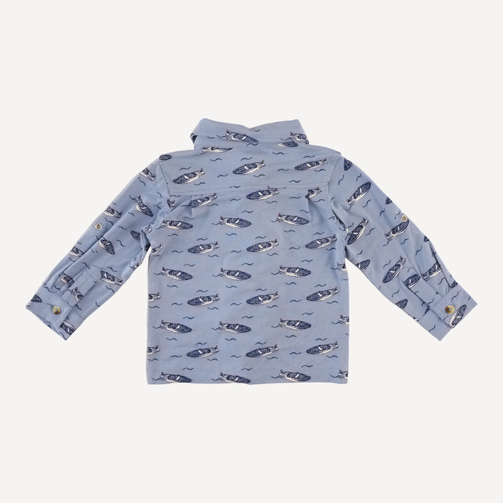 long sleeve rolled tuxedo shirt | italian boat | bamboo