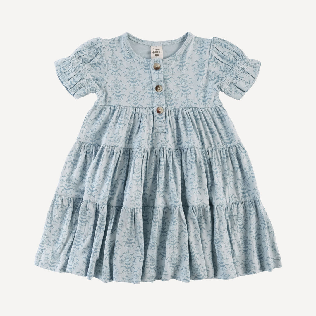 short sleeve prairie dress | cornflower folk wallpaper | organic cotton gauze