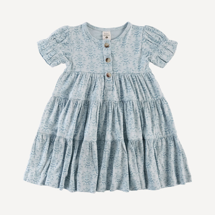 short sleeve prairie dress | cornflower folk wallpaper | organic cotton gauze