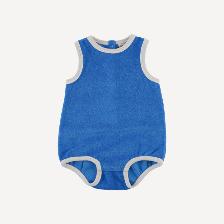 sleeveless ringer bubble | vivid blue | organic cotton terry