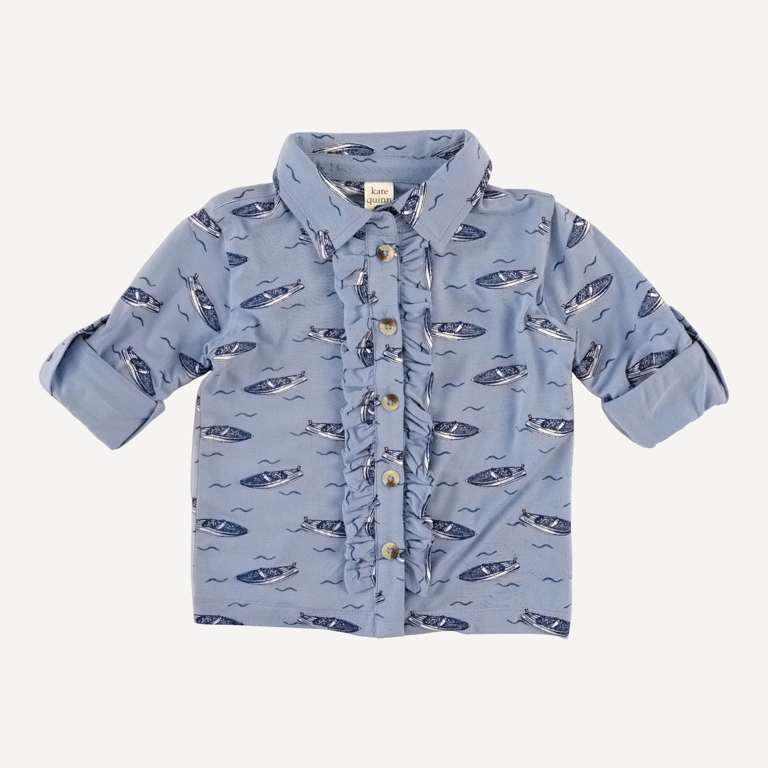 long sleeve rolled tuxedo shirt | italian boat | bamboo