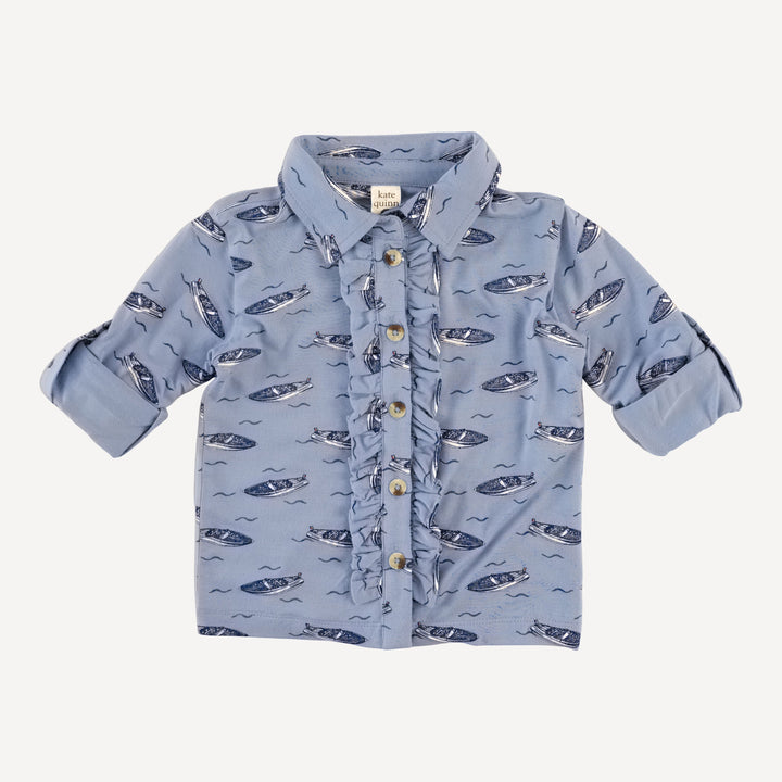 long sleeve rolled tuxedo shirt | italian boat | bamboo