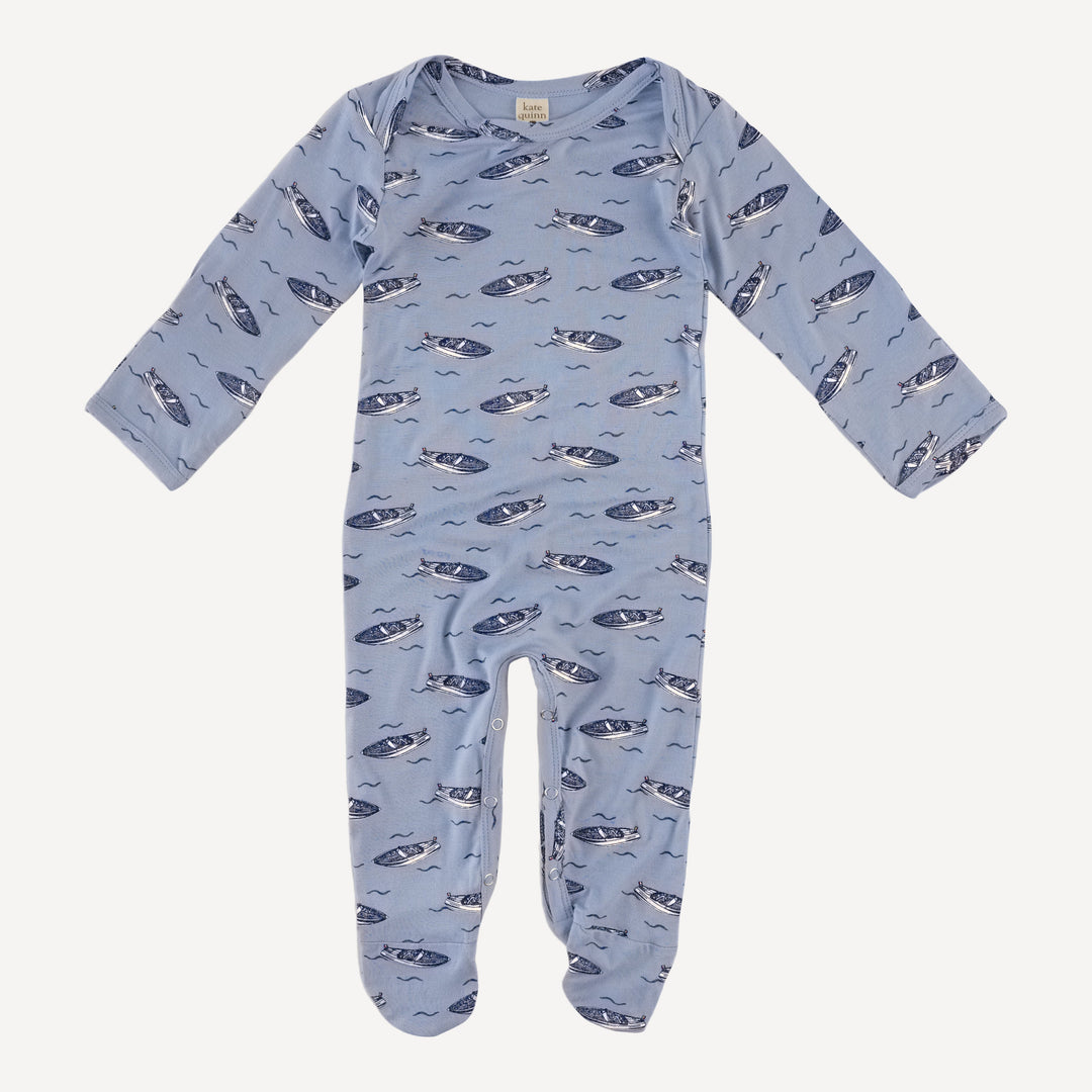 long sleeve lap neck footie | italian boat | bamboo