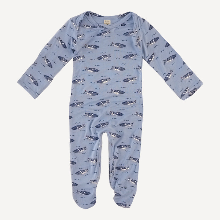 long sleeve lap neck footie | italian boat | bamboo