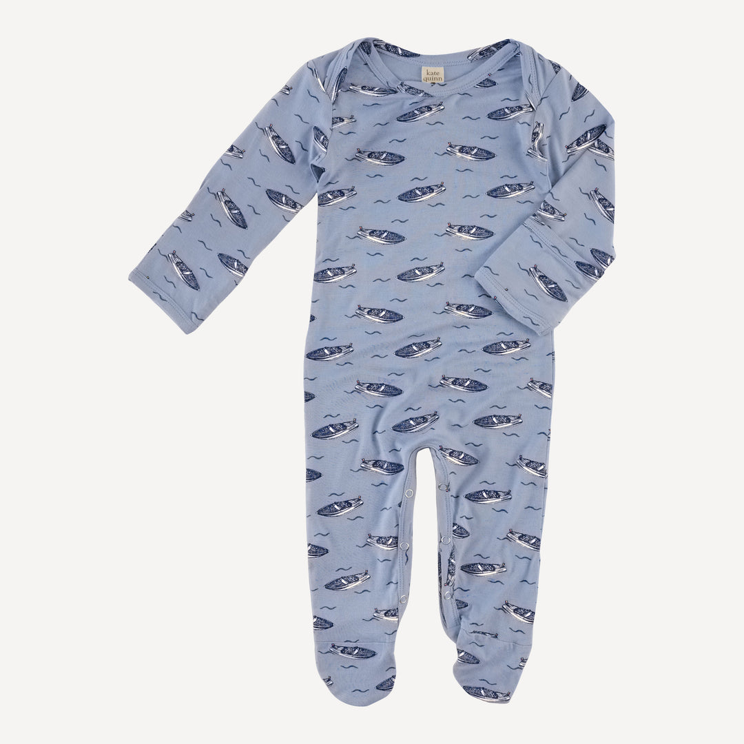 long sleeve lap neck footie | italian boat | bamboo