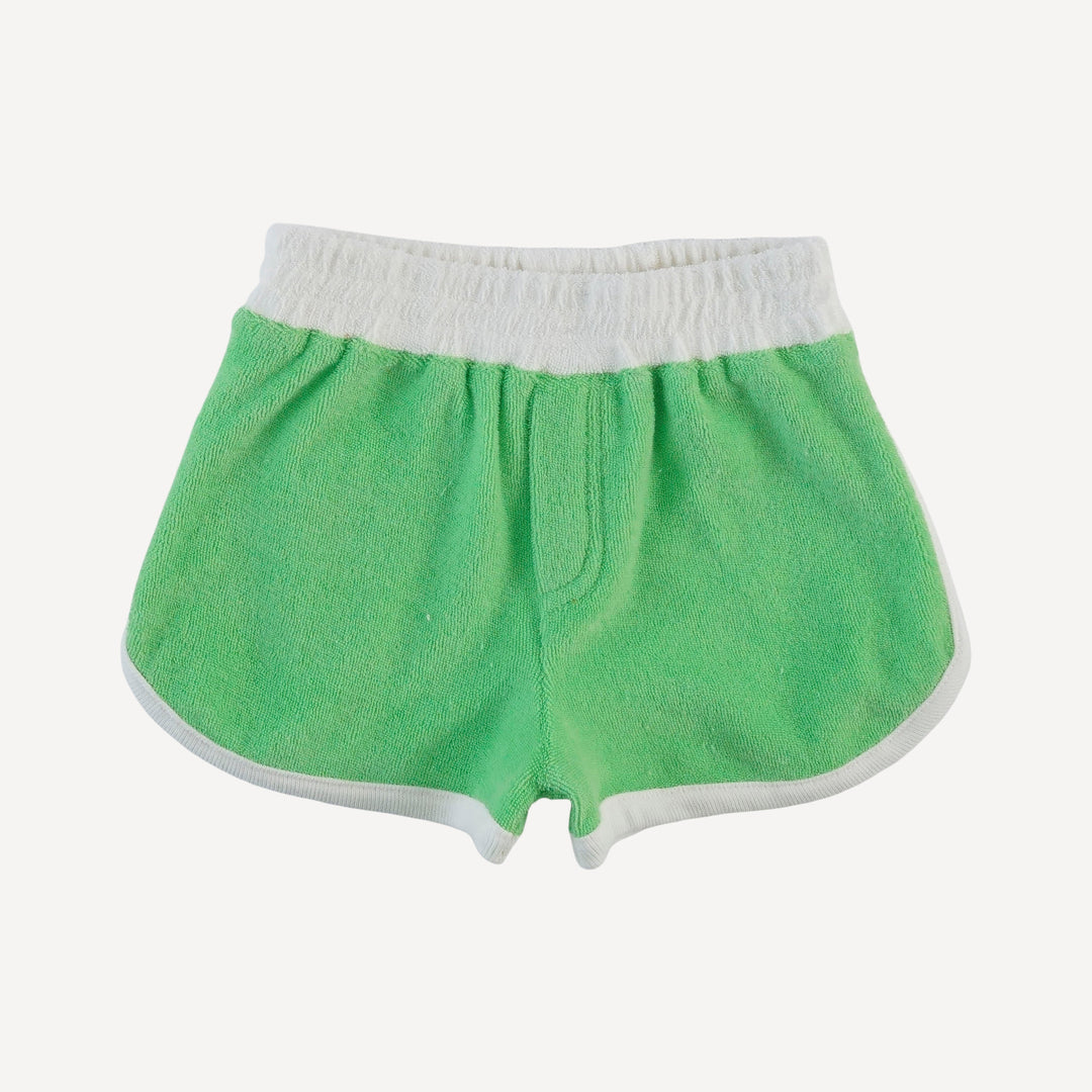 retro track short | summer green | organic cotton terry