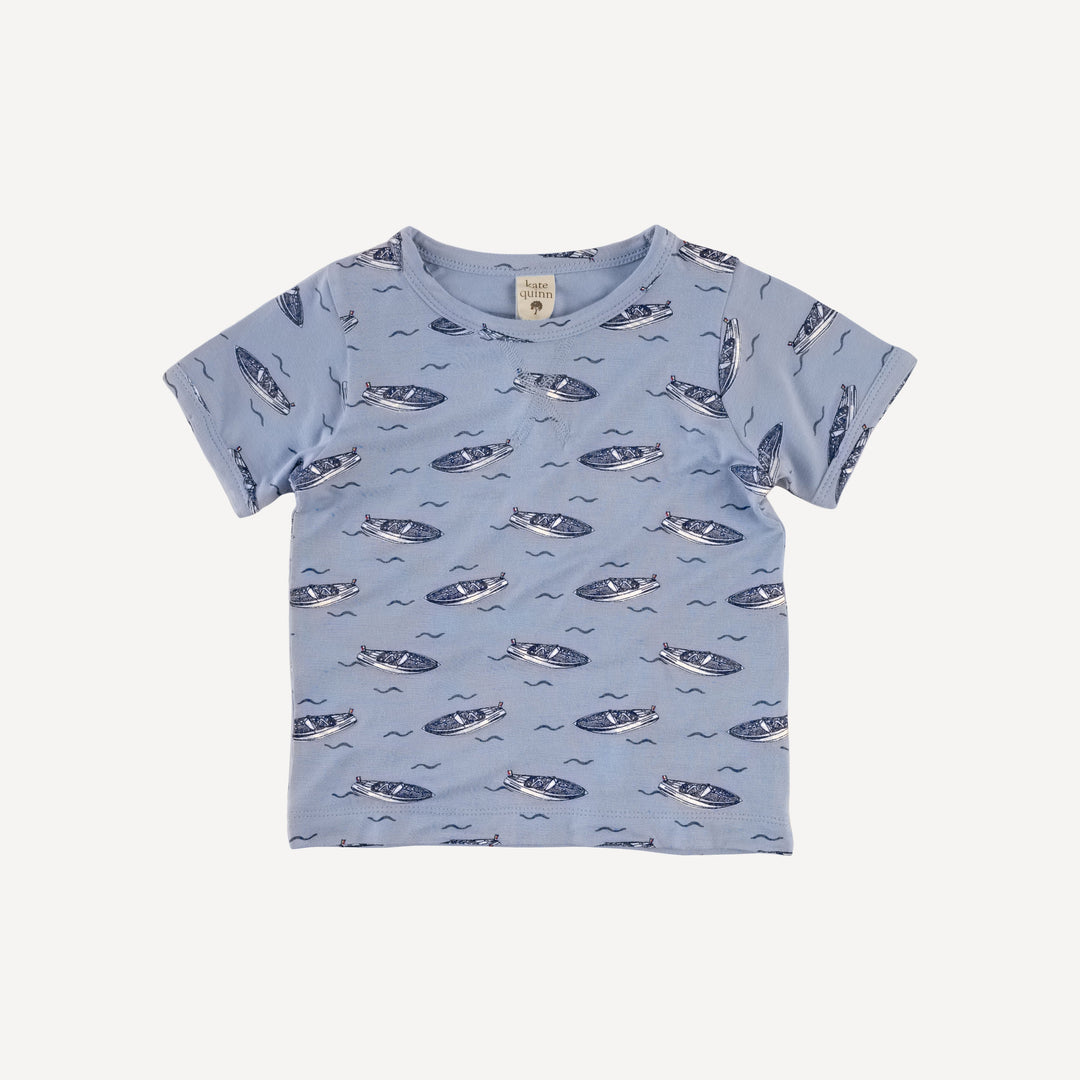 short sleeve topstitch tee + short set | italian boat | bamboo
