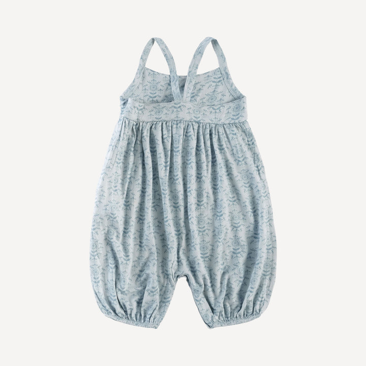 balloon jumpsuit | cornflower folk wallpaper | organic cotton gauze