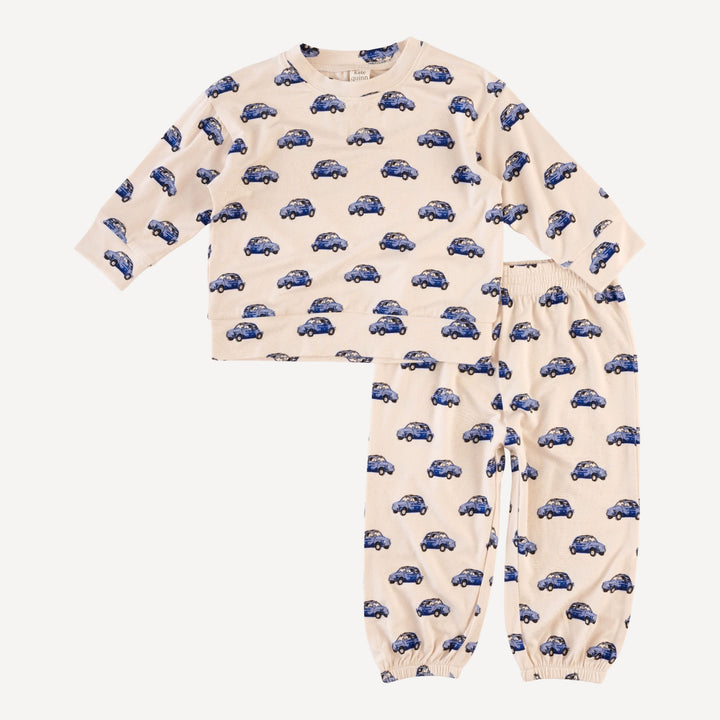 long sleeve relaxed jogger set | vintage mini car | bamboo