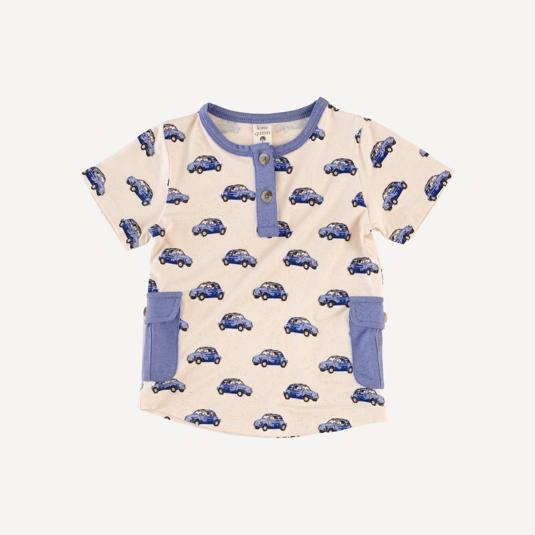 short sleeve cargo pocket tee + relaxed jogger set | vintage mini car | bamboo