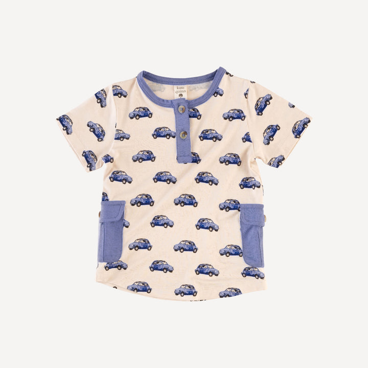 short sleeve cargo pocket tee + relaxed jogger set | vintage mini car | bamboo