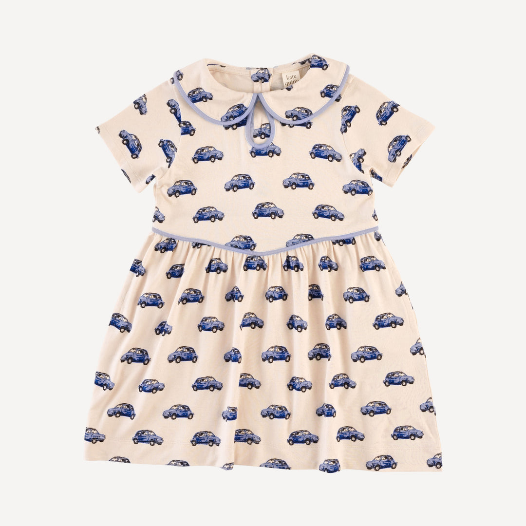short sleeve peter pan piped keyhole dress | vintage mini car | bamboo