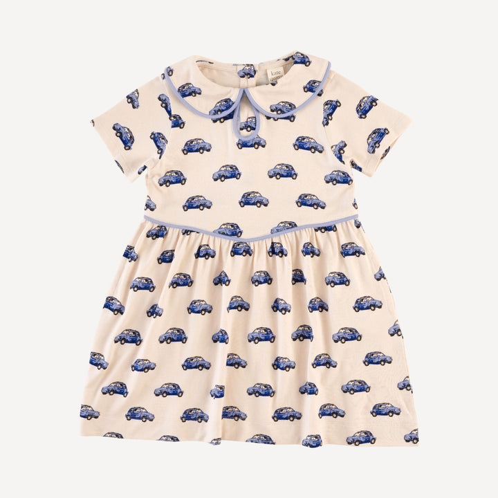 short sleeve peter pan piped keyhole dress | vintage mini car | bamboo