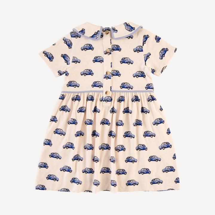 short sleeve peter pan piped keyhole dress | vintage mini car | bamboo