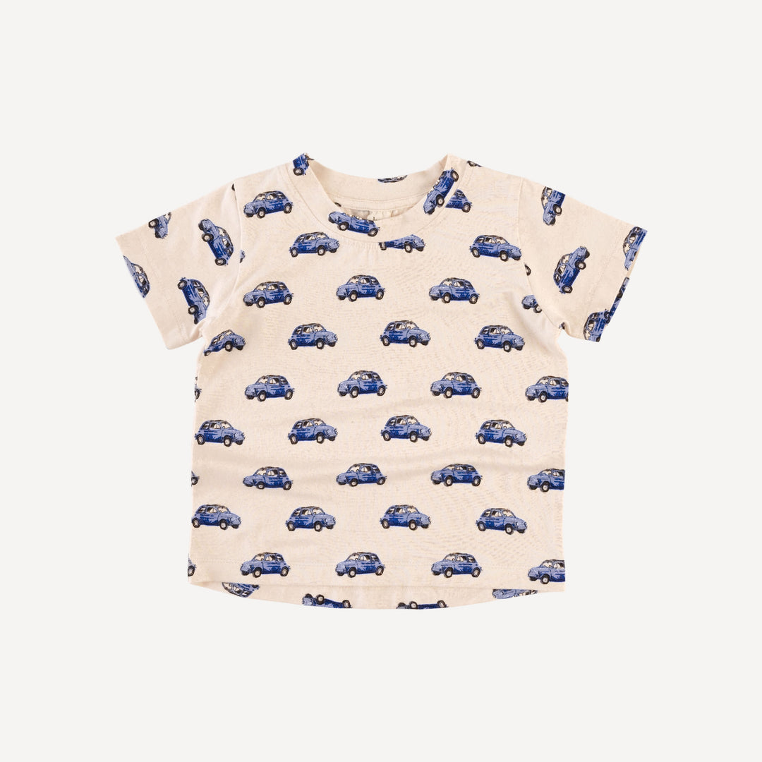 short sleeve essential boxy tee | vintage mini car | bamboo