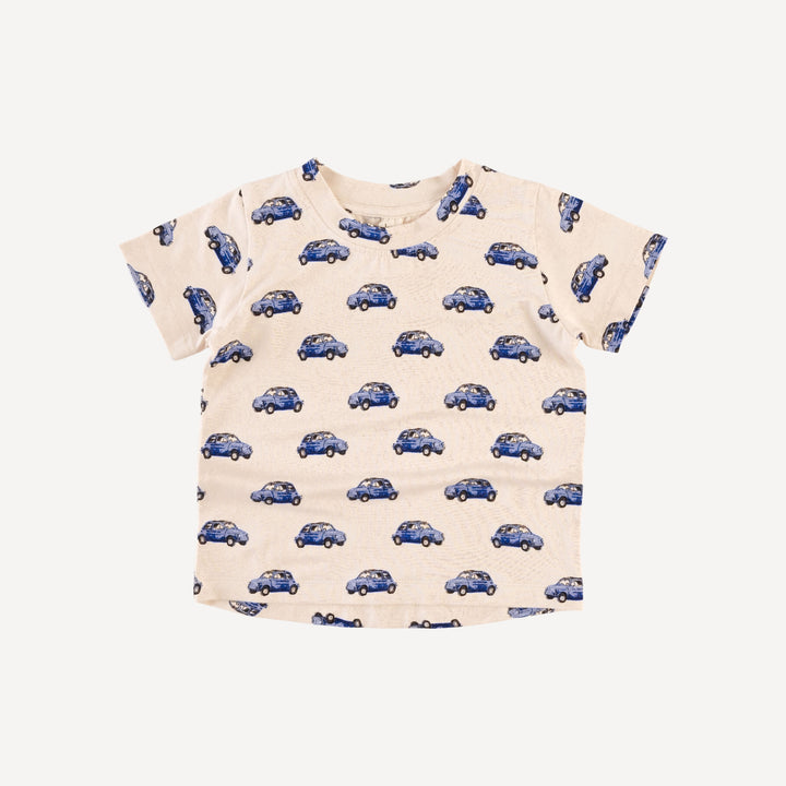 short sleeve essential boxy tee | vintage mini car | bamboo