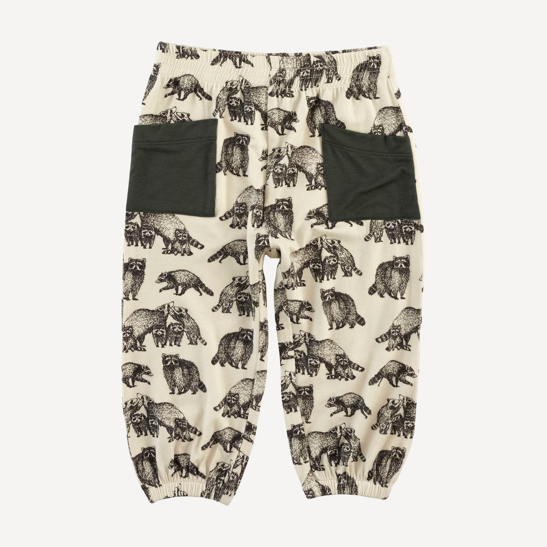 long sleeve henley hoodie + relaxed pocket jogger set | raccoons | bamboo