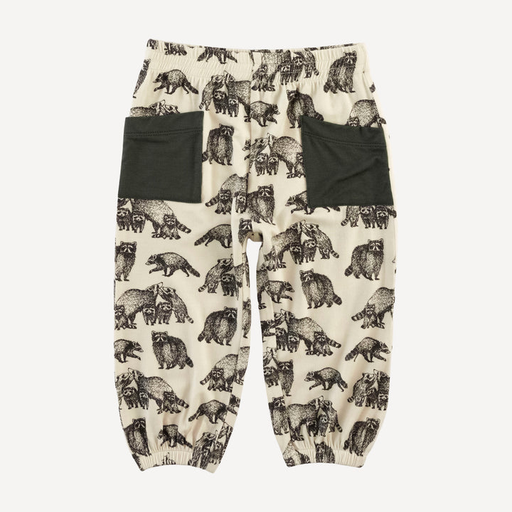 long sleeve henley hoodie + relaxed pocket jogger set | raccoons | bamboo