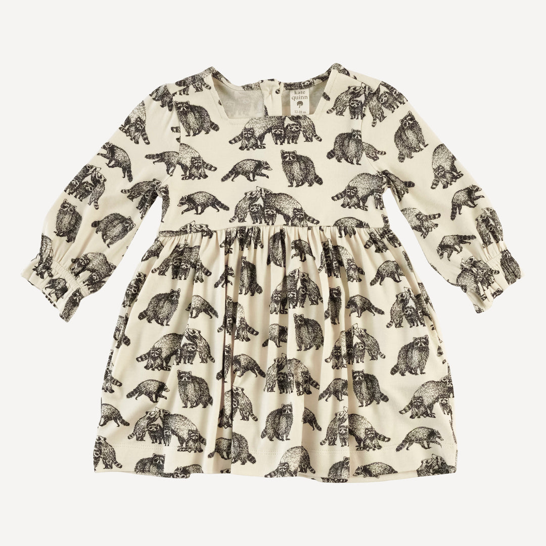 long sleeve square neck dress + legging set | raccoons | bamboo