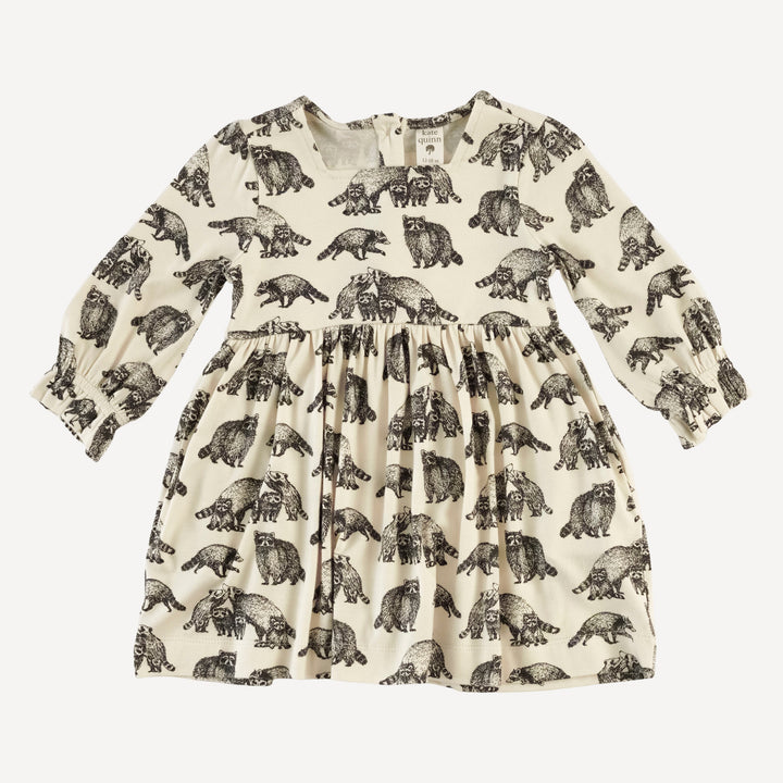 long sleeve square neck dress + legging set | raccoons | bamboo