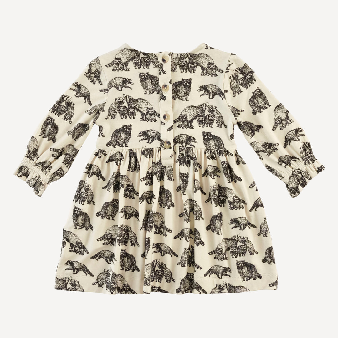 long sleeve square neck dress + legging set | raccoons | bamboo