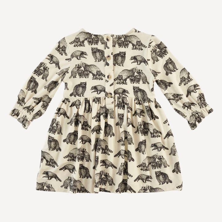 long sleeve square neck dress + legging set | raccoons | bamboo