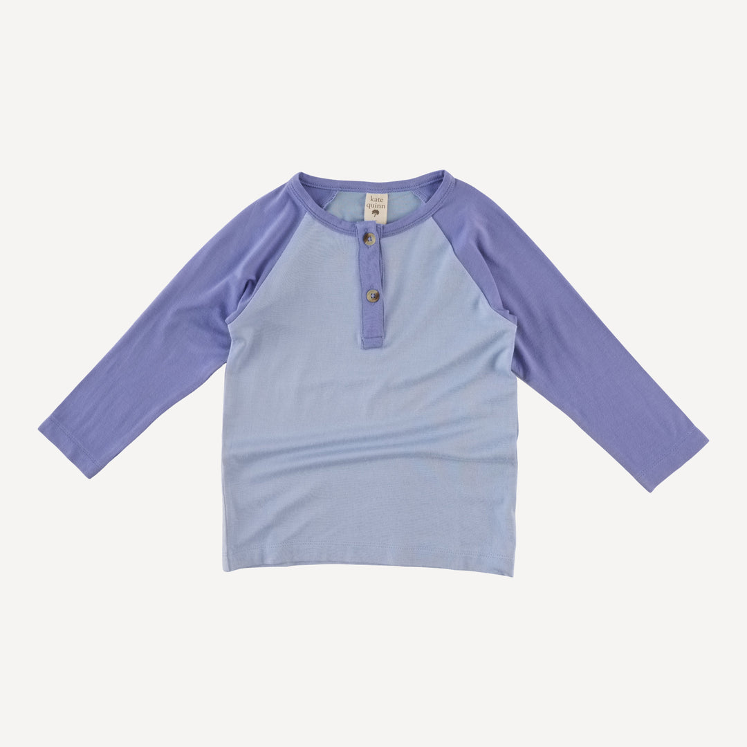 long sleeve baseball henley tee | baby blue | bamboo