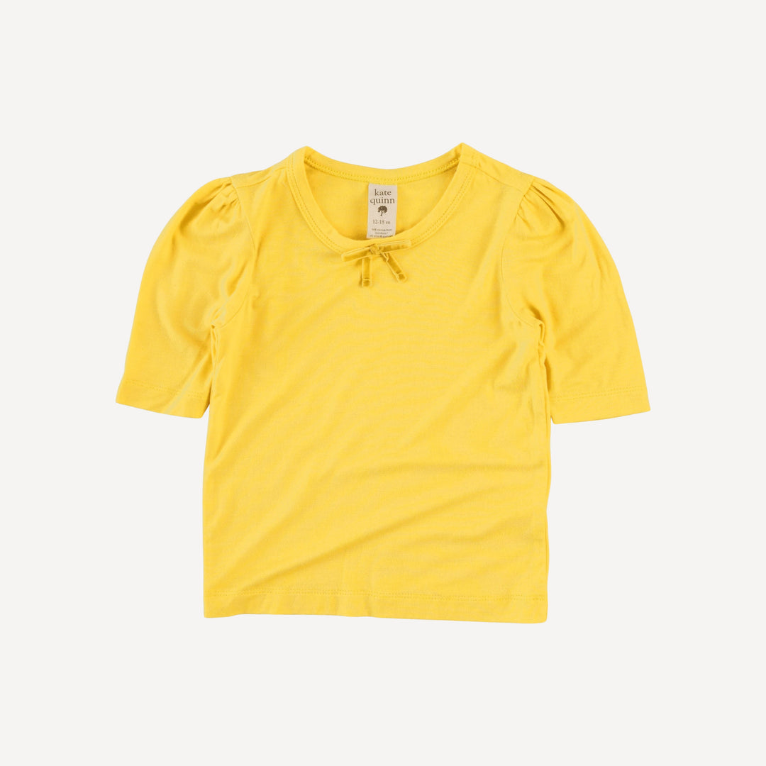 puff sleeve skinny bow tee | lemon drop | bamboo