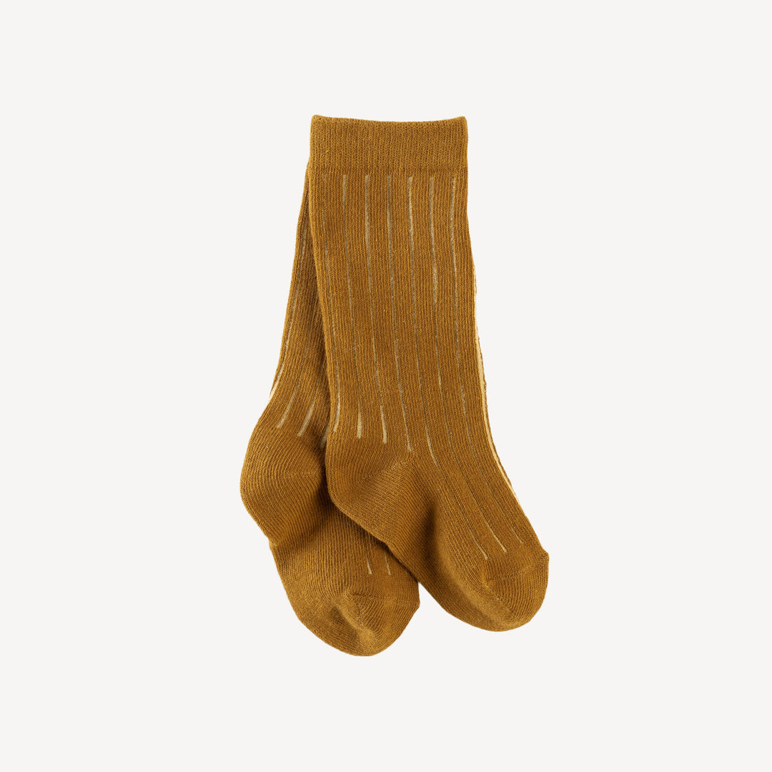knee socks | mustard pinstripe | organic cotton jacquard