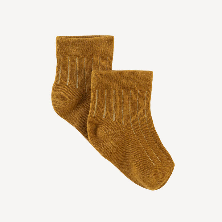 shortie socks | mustard pinstripe | organic cotton jacquard
