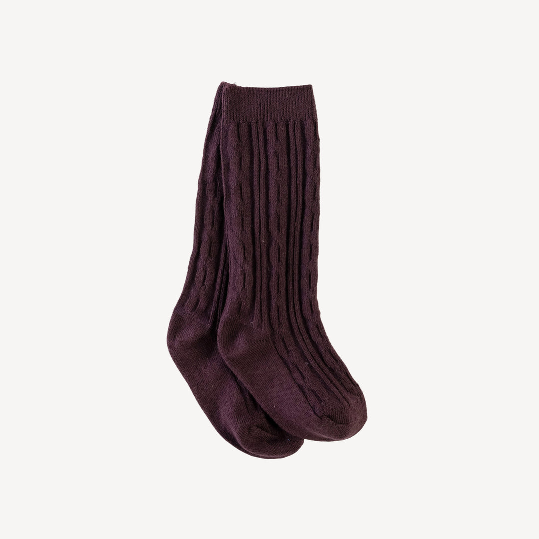 cable knee high socks | date | organic cotton rib
