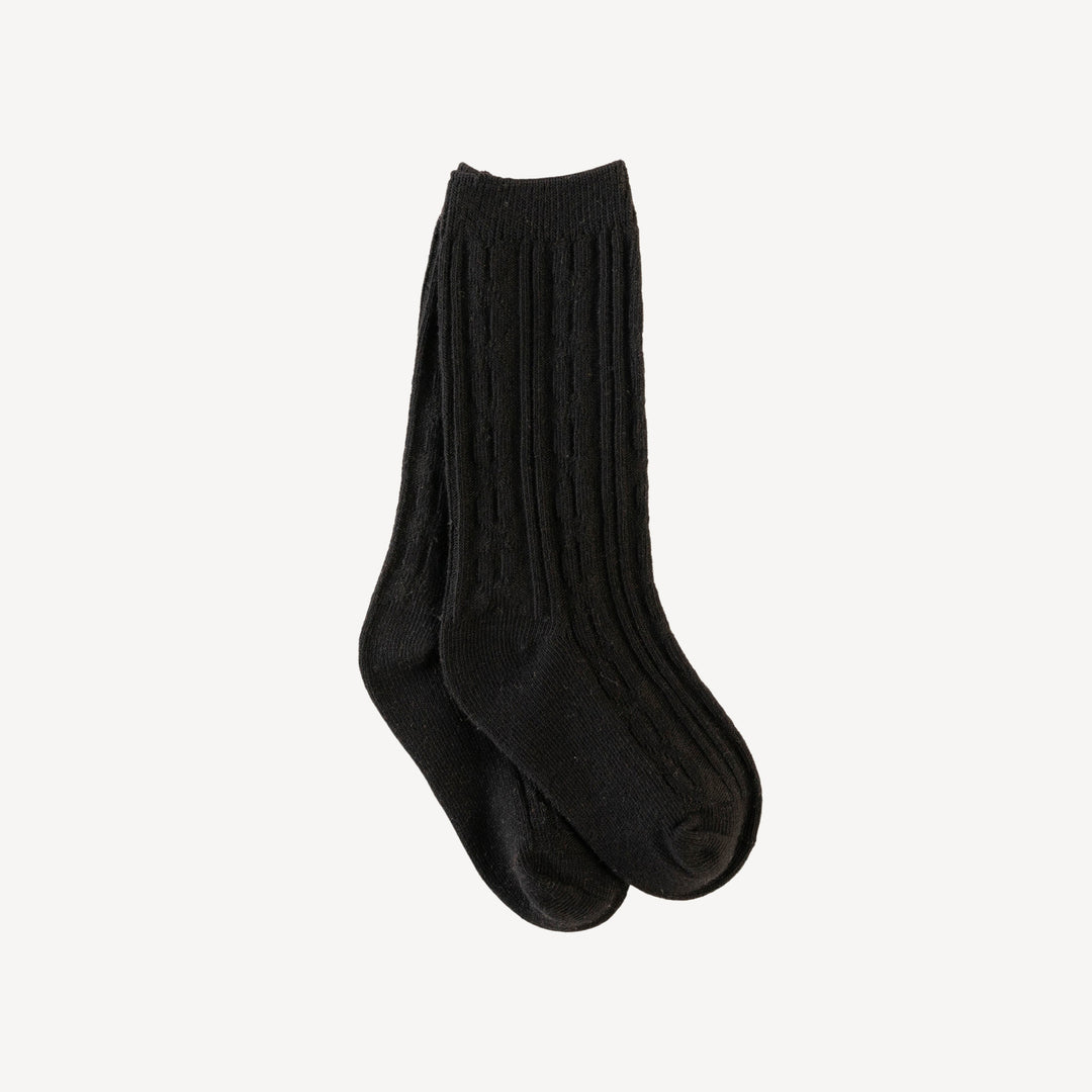cable knee high socks | midnight | organic cotton rib