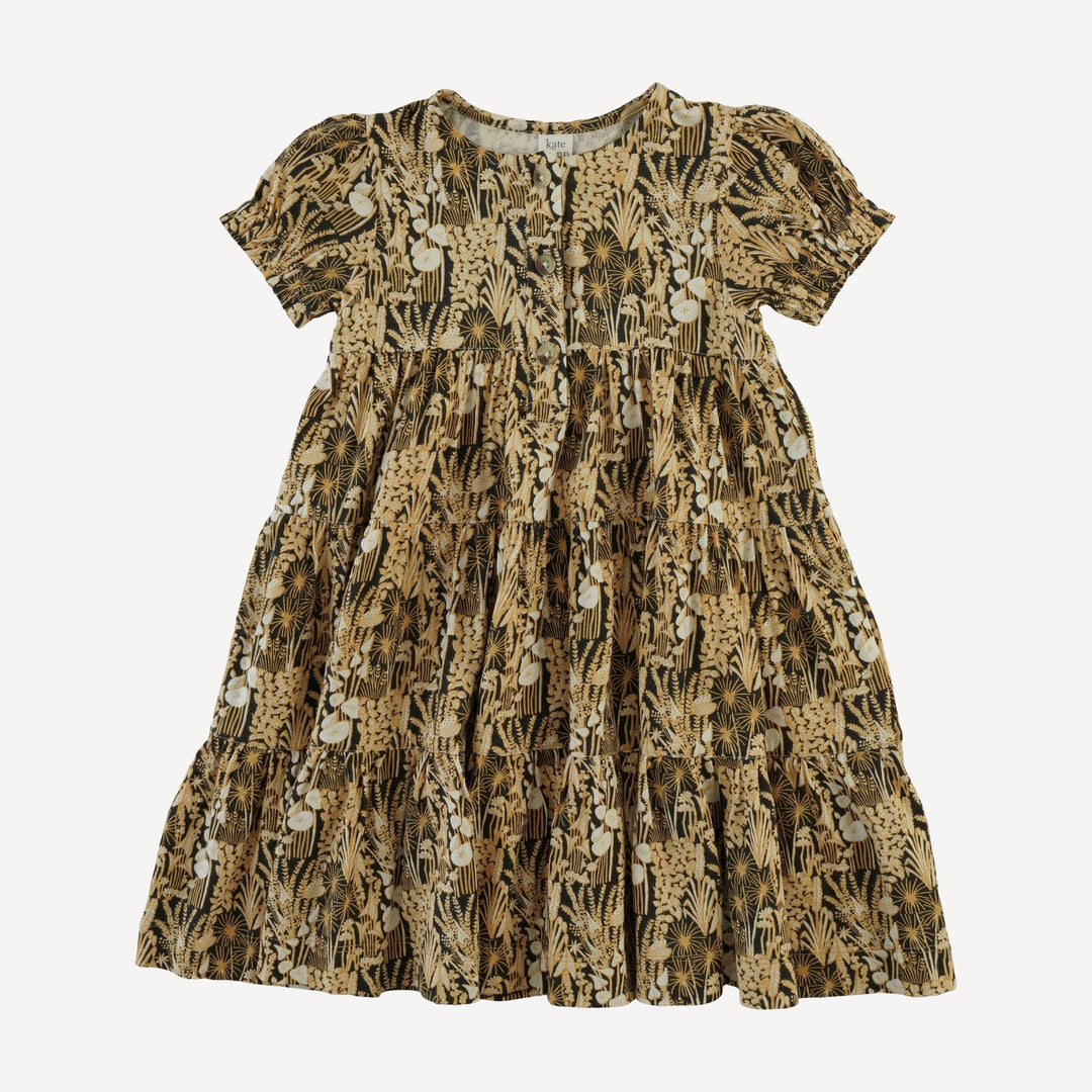 short puff sleeve prairie dress | taffy foliage | bamboo