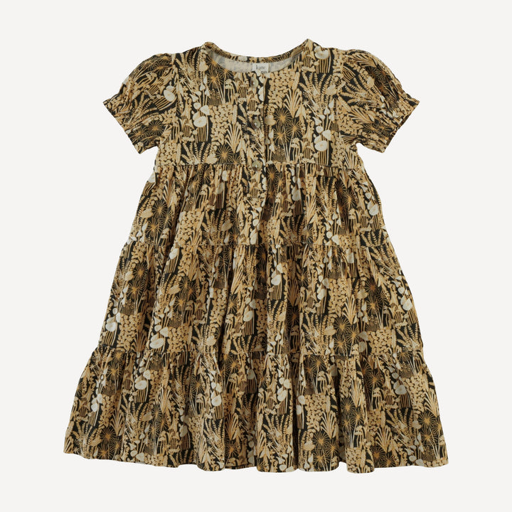 short puff sleeve prairie dress | taffy foliage | bamboo