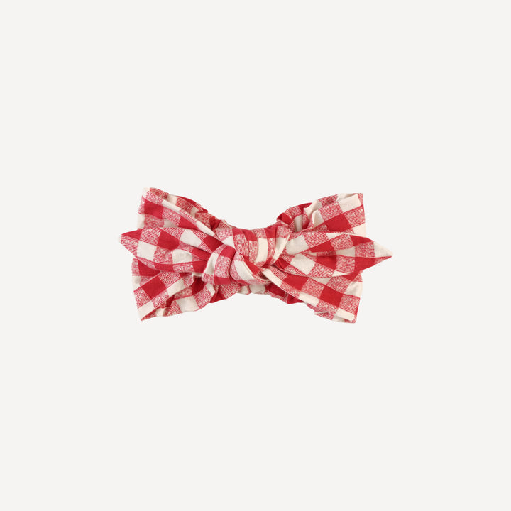 knot top headband | red checked tablecloth | bamboo