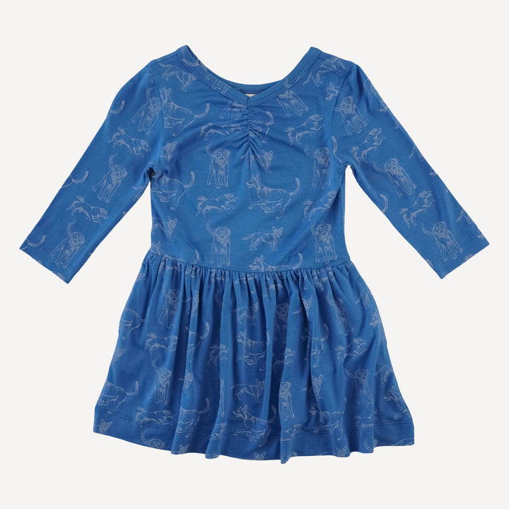 long sleeve twirl dress | blue mutts | bamboo