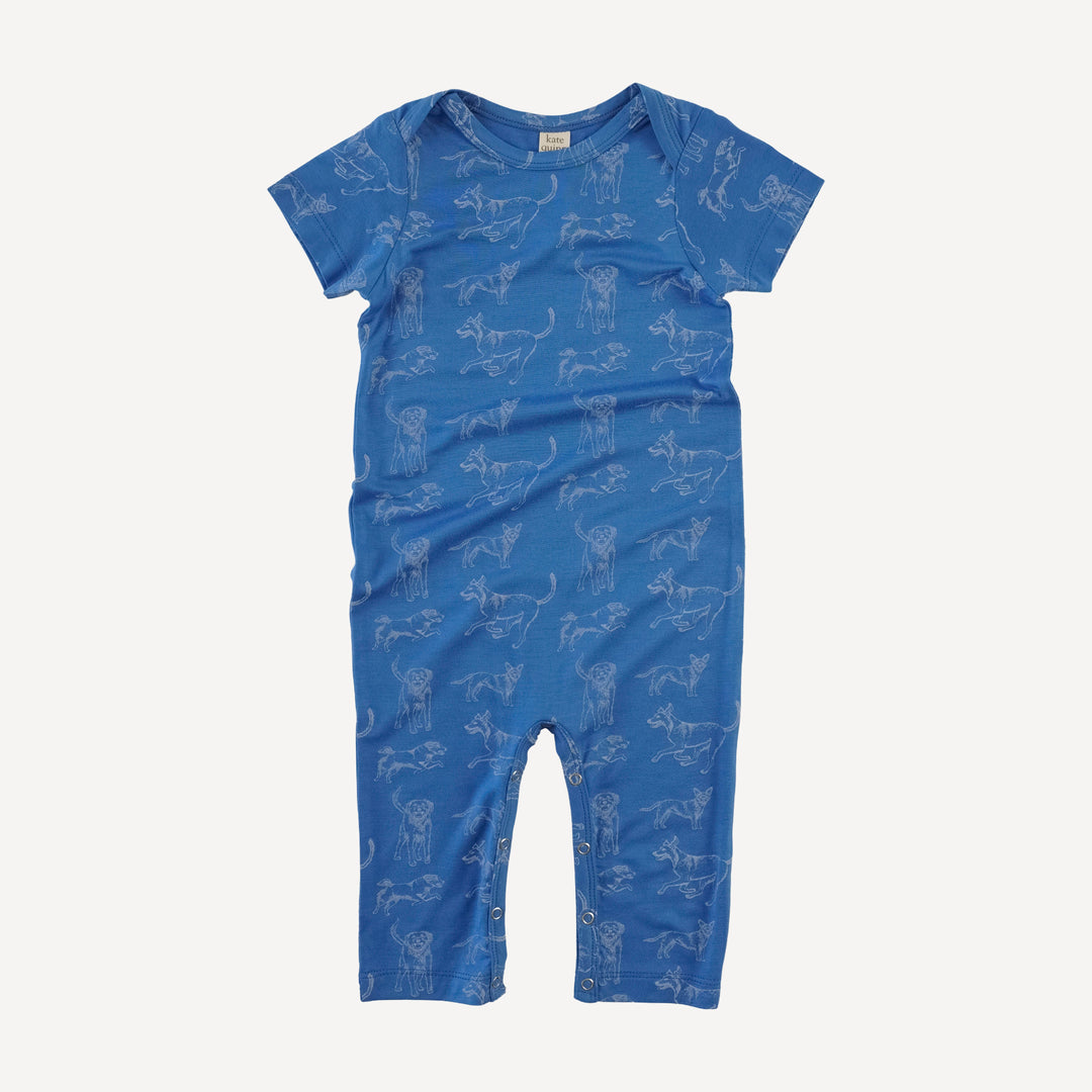 short sleeve lap neck jumpsuit | blue mutts | bamboo