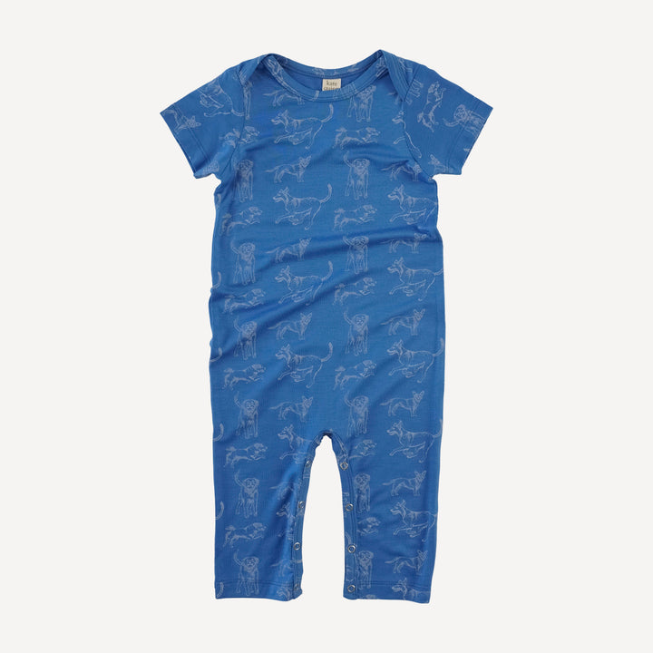 short sleeve lap neck jumpsuit | blue mutts | bamboo