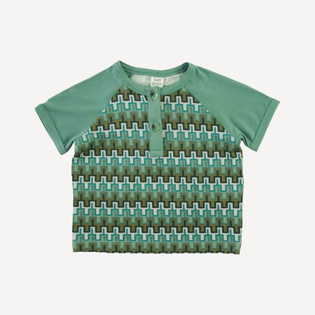 short sleeve baseball tee | mini green taffy stripe | bamboo
