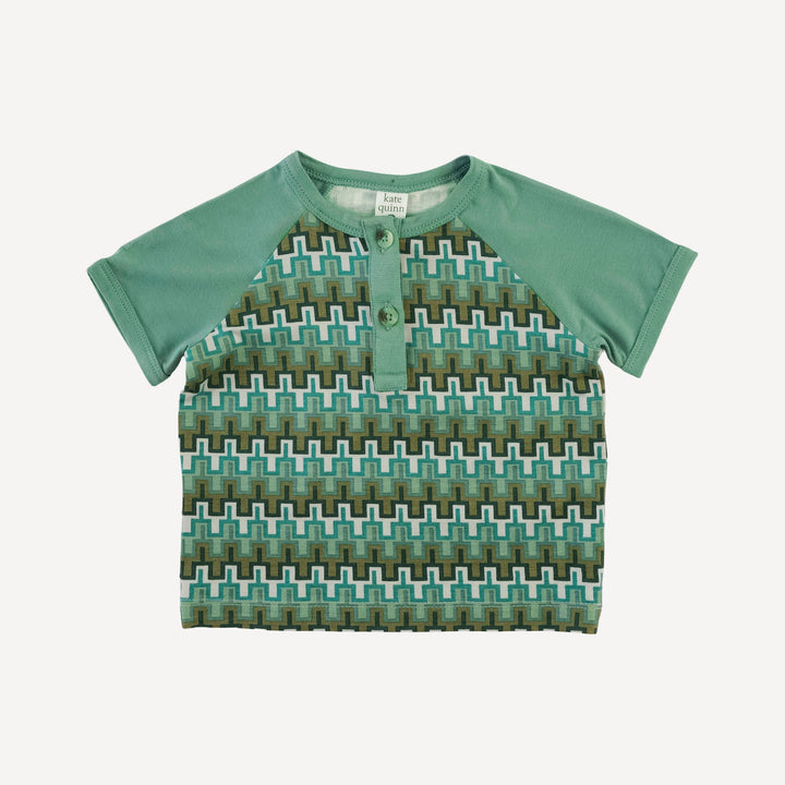 short sleeve baseball tee | mini green taffy stripe | bamboo